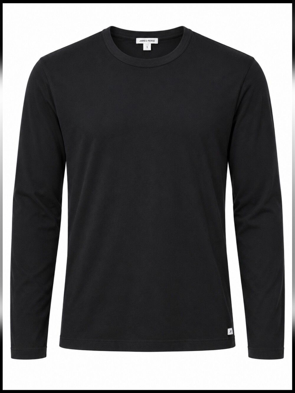 James Perse Standard Black Long Sleeve Crewneck Tee Size 1 Made USA Minimalist